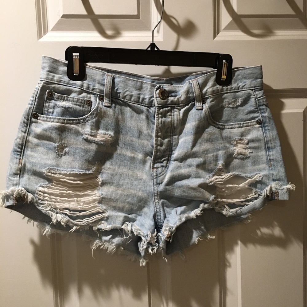Ripped jean shorts